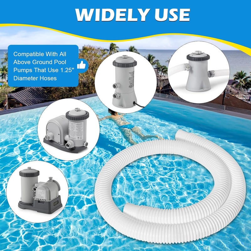 Picatu 3 Pcs 1.25" Pool Hose, 59" Long Accessory Pool Pump Replacement Hoses, Compatible with All Above Ground Pool Filter Pumps that Use 1 1/4 Diameter Hoses - Image 4